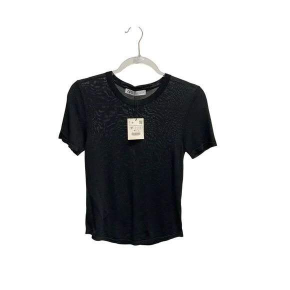 Zara Sheer Black Fitted Top - Picture 3 of 6